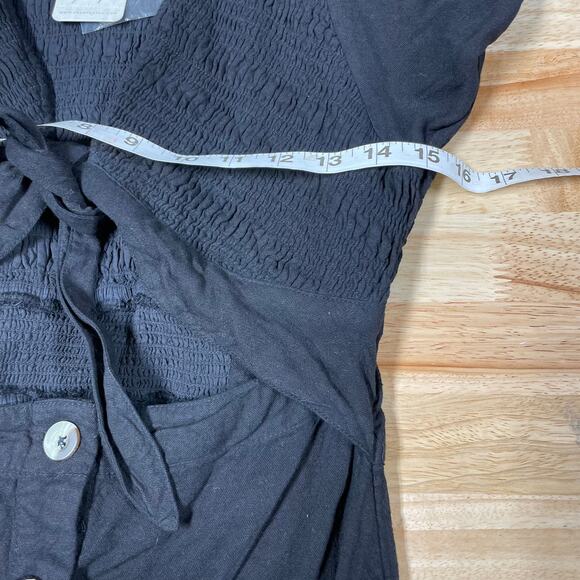 Free People NWT String Of Hearts Maxi Dress Size S Black Tie Front Smocked - Picture 8 of 10